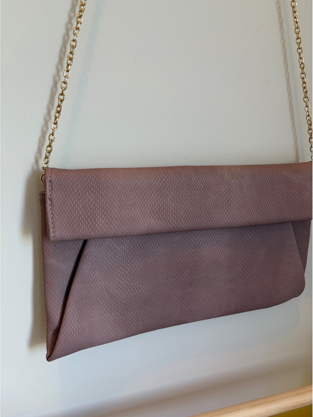 Urban Pink Textured Clutch Purse with Gold Chain Strap